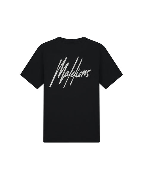 Malelions Striped T-shirt Zwart