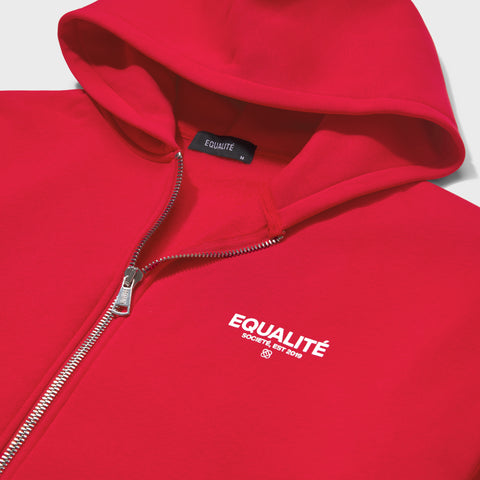 Equalite Oversized Full Zip Societe Hoodie Red