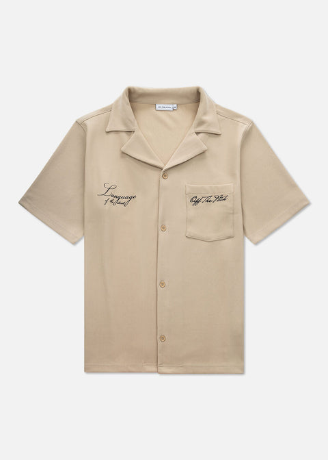 Off The Pitch Script Shirt Sand