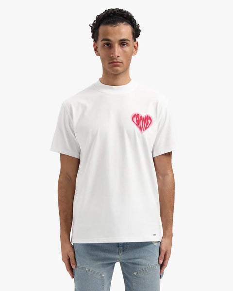 Croyez Puffed Heart T-shirt Wit/Rood
