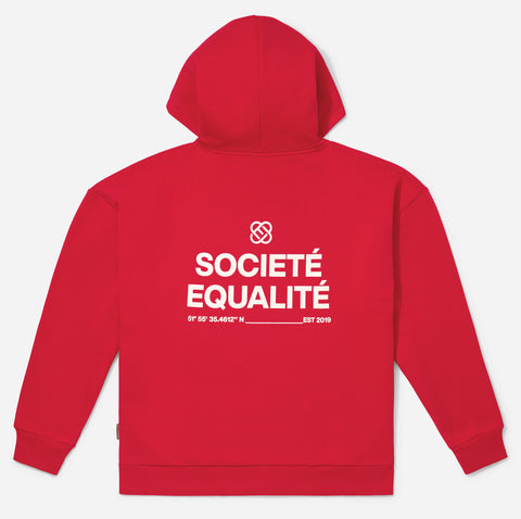 Equalite Oversized Full Zip Societe Hoodie Red