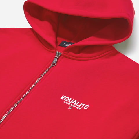 Equalite Oversized Full Zip Societe Hoodie Red