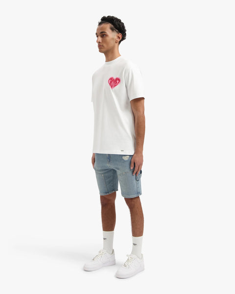 Croyez Puffed Heart T-shirt Wit/Rood